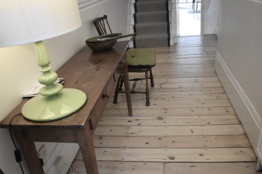 Original pine floor sanded ,stained and lacquered 